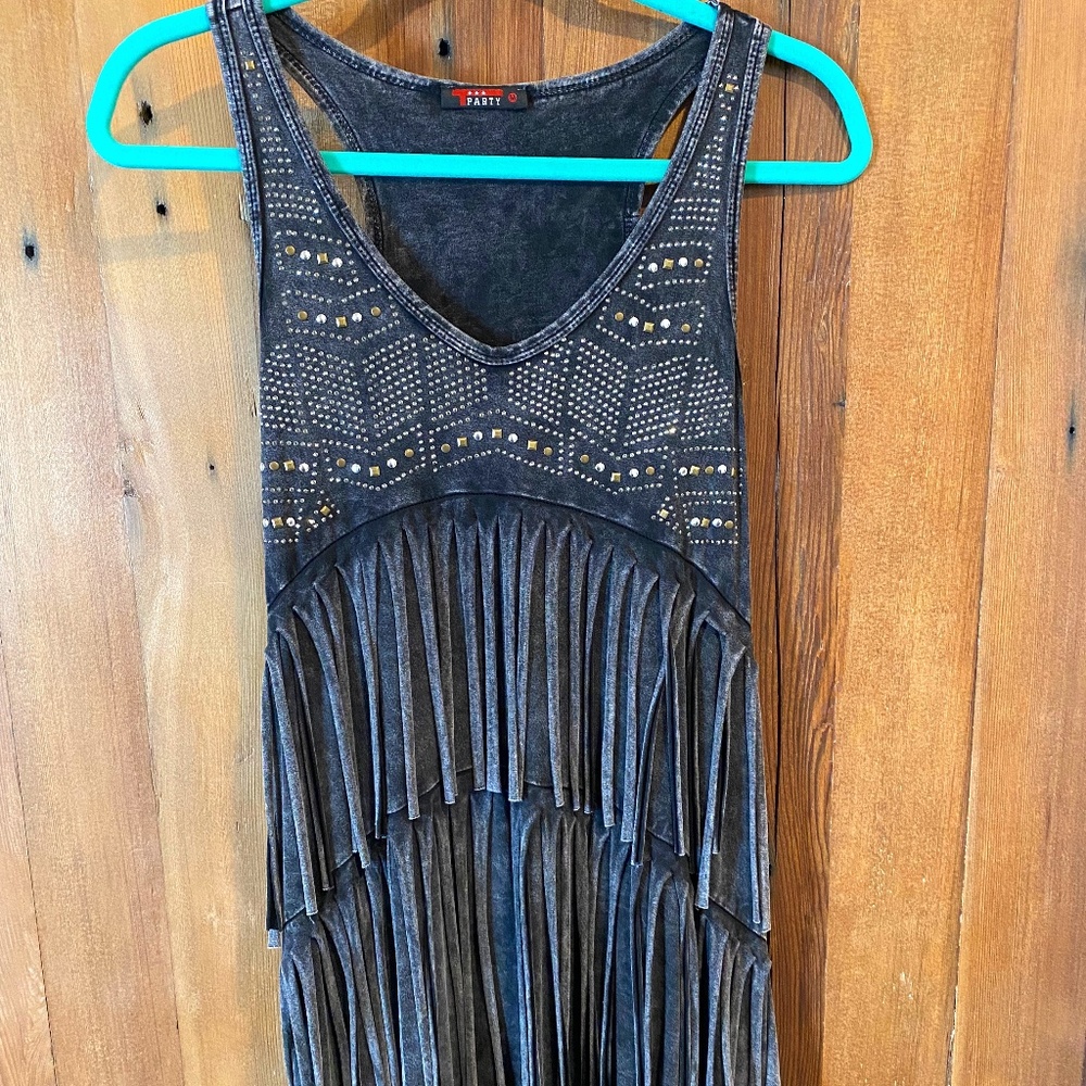 T-Party Tank with Studs and Fringe